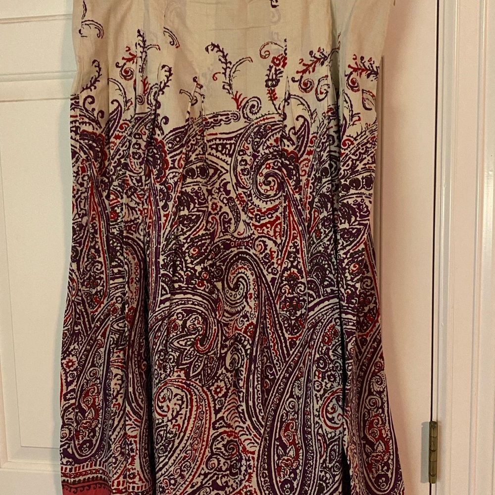 Talbots Paisley Maxi Skirt - Cream and Dark Red